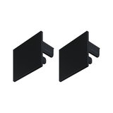 Two black plastic end caps for LED aluminum profiles, modern accessories for LED lighting