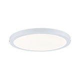 Round white LED ceiling light made of plastic with warm white light for modern interiors