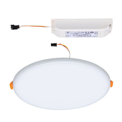 Round white LED recessed panel with driver and cable for energy-efficient room lighting