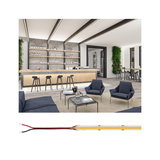 LED strip with protective sleeve and connection cable, perfect for indirect lighting in modern interiors