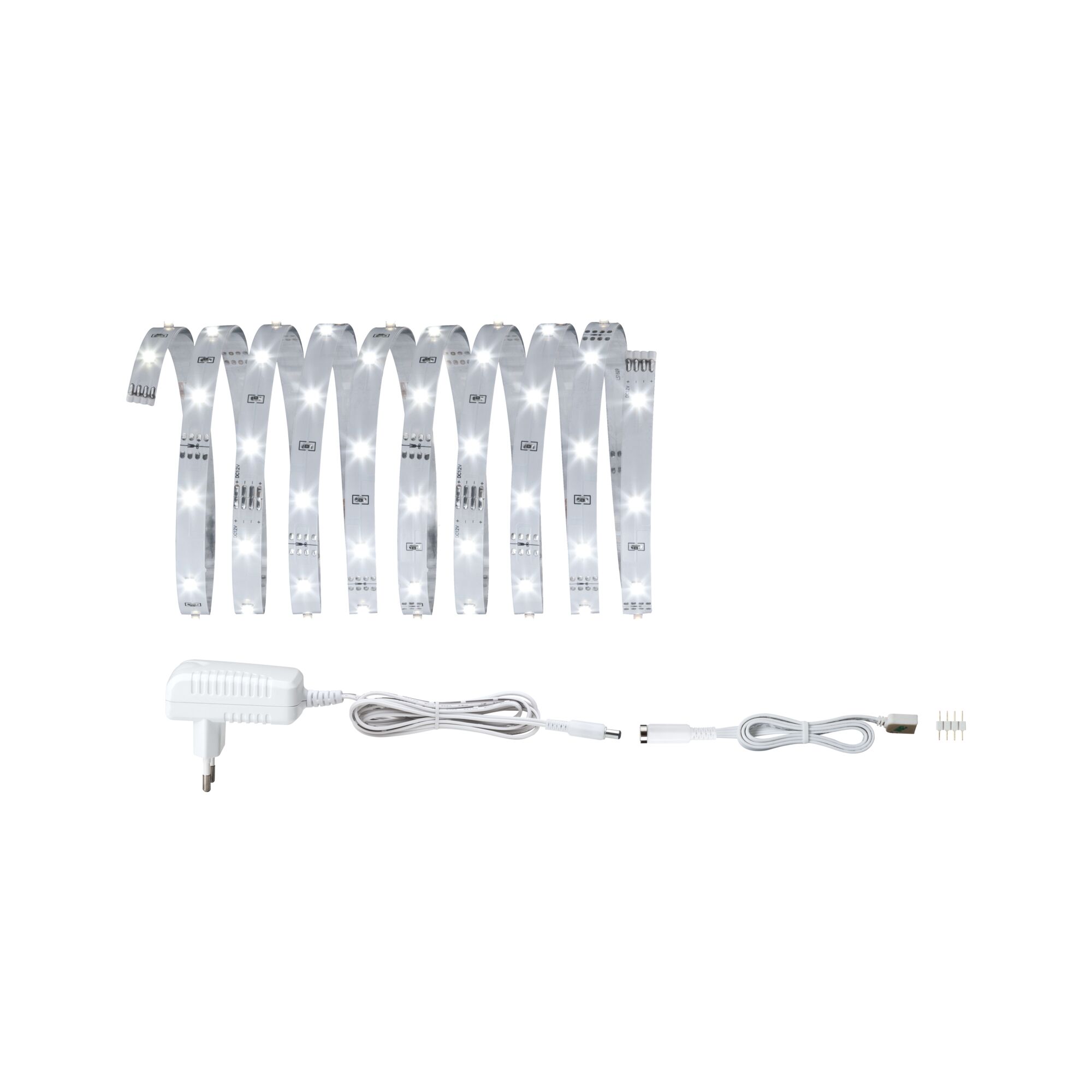 Bande LED flexible blanche avec adaptateur secteur et câble de connexion pour éclairage décoratif