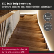 Éclairage LED pour escalier avec capteur en lumière blanche chaude pour escaliers en bois sans électricité