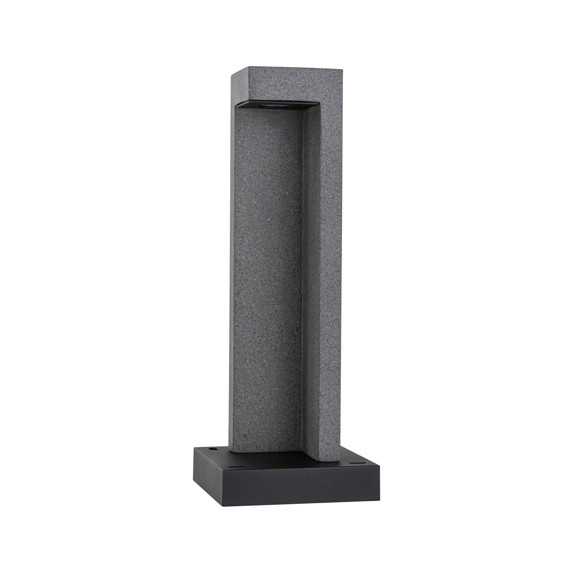 Moderne grijze stenen buitenwandlamp met zwarte basis voor tuinverlichting