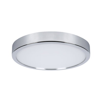 Plafonnier rond en chrome avec diffuseur blanc, lampe LED moderne pour intérieur