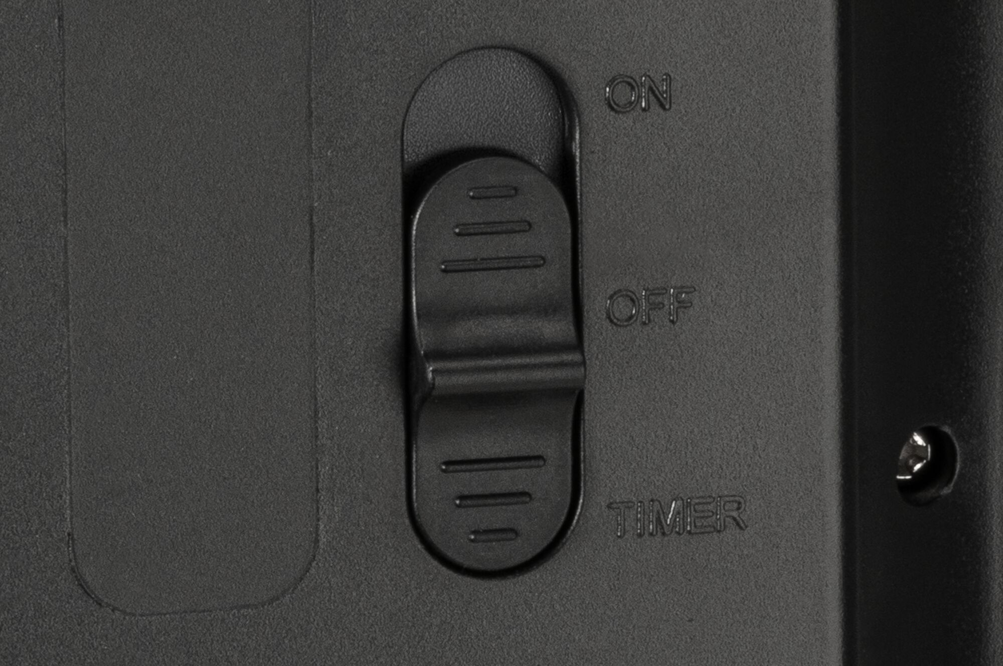 Black plastic switch with ON/OFF and timer function for electronic devices