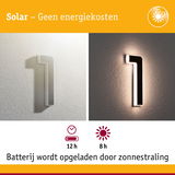 Zonne-energie wandlamp in de vorm van nummer 1 wit, energiezuinige LED-verlichting buiten