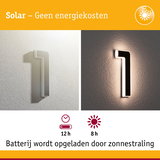 Zonne-energie wandlamp in de vorm van nummer 1 wit, energiezuinige LED-verlichting buiten