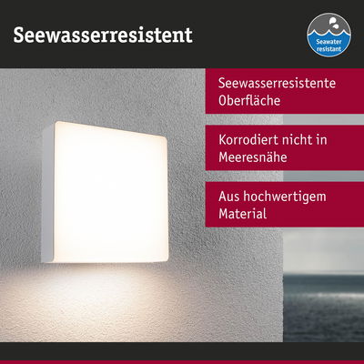Seewasserresistente weiße Wandlampe mit hochwertiger Oberfläche, korrosionsfrei für Außenbereiche am Meer