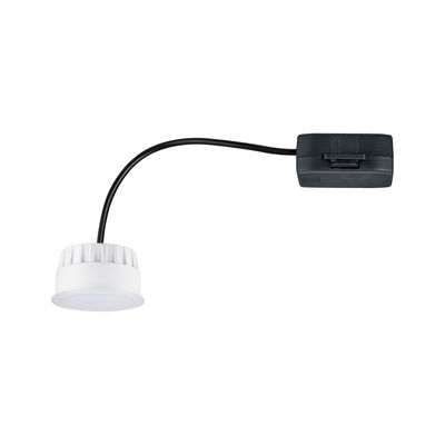Small white LED module with black cable and switch for versatile lighting solutions