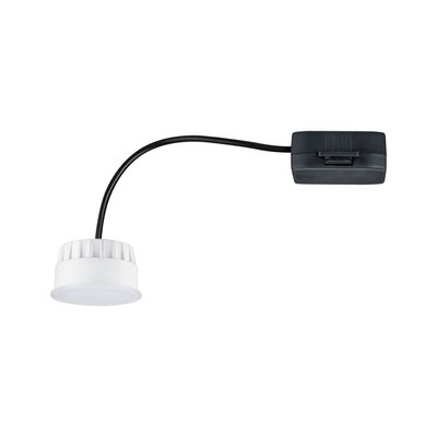 Small white LED module with black cable and switch for versatile lighting solutions