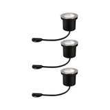 Black metal LED recessed light with RGB filter and cable for outdoor lighting applications