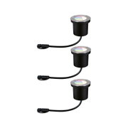 Schwarze LED-Einbauleuchte aus Metall mit RGB-Farbfilter und Kabelanschluss für Außenbeleuchtung
