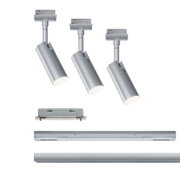 Trois spots LED en métal argenté avec tête réglable pour un éclairage intérieur moderne