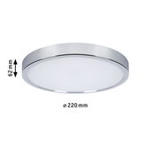 Round LED ceiling light with chrome frame and white diffuser, 220 mm diameter, 62 mm height