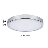 Round LED ceiling light with chrome frame and white diffuser, 220 mm diameter, 62 mm height