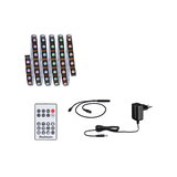 LED strip light with remote control, power adapter and connector cable in black for versatile lighting