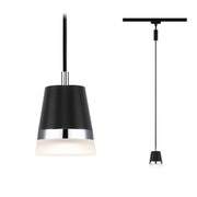Schwarze Pendelleuchte aus Metall mit Chromring und weißem Glas, moderne LED-Hängeleuchte für Wohnräume