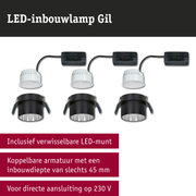LED-inbouwlamp Gil zwart-wit met verwisselbare LED-munt en geringe inbouwdiepte