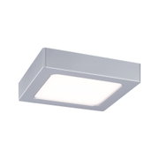 Quadratische Deckenleuchte aus silbernem Aluminium mit weißem Diffusor für moderne Innenbeleuchtung