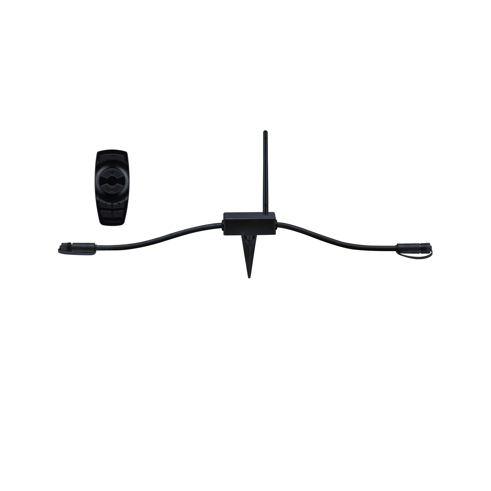 Plug & Shine Controller Wireless mit Fernbedienung IP68 Schwarz Schwarze Funkfernbedienung mit Antenne und Kabel für LED-Beleuchtungssysteme