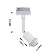 Weißer LED-Strahler aus Metall mit 140 mm Länge und 40 mm Durchmesser für moderne Beleuchtung