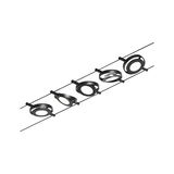 Système de câble LED noir avec cinq spots ronds dimmables pour un éclairage moderne