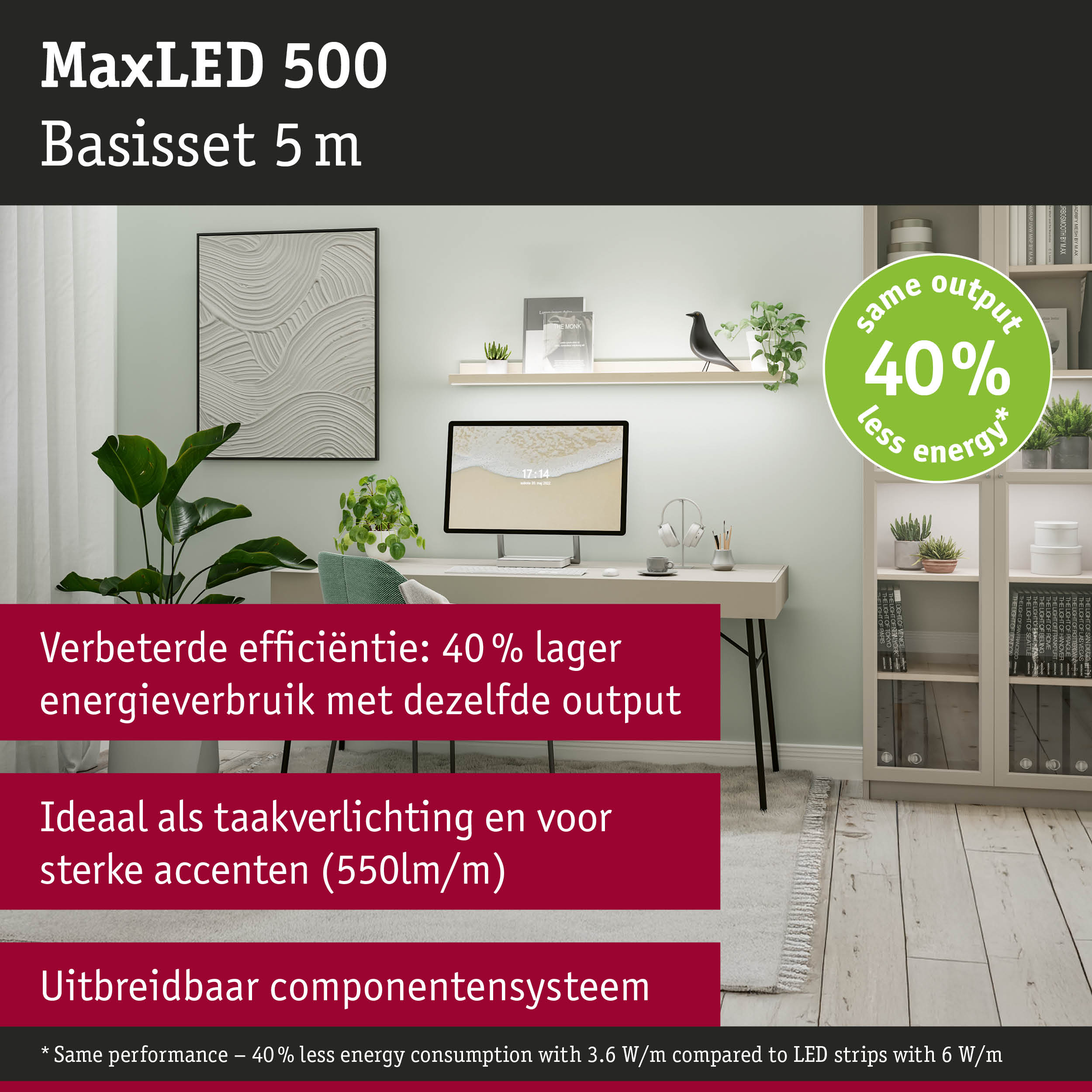 MaxLED 500 LED-strip van 5 m met 40% minder energieverbruik voor efficiënte verlichting