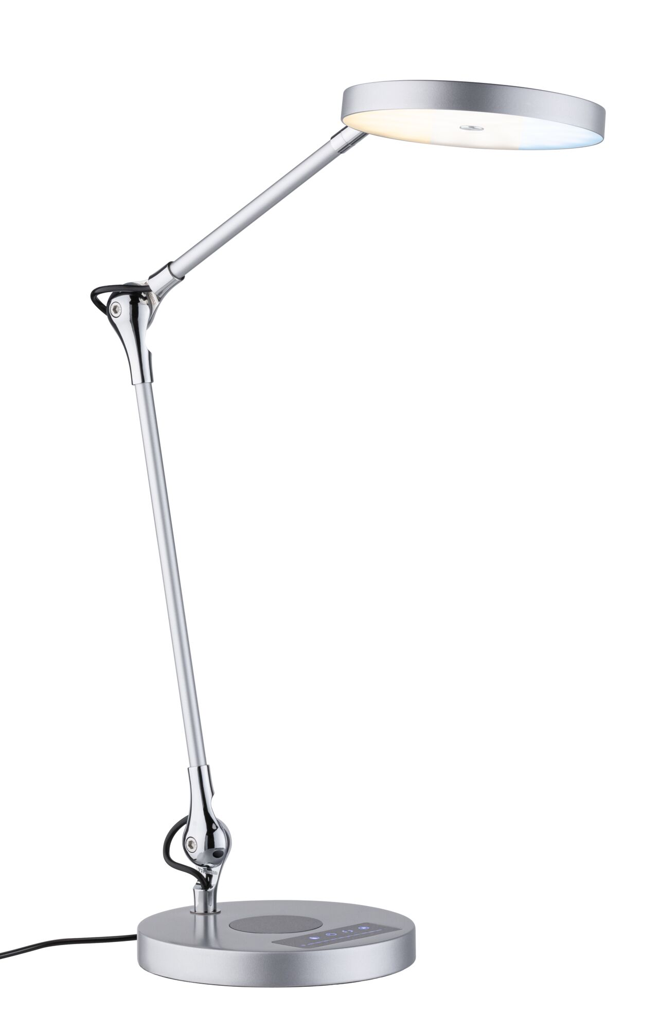 Lampe de bureau LED Numis White Switch 1000lm 11W Argent Lampe de bureau LED argentée moderne avec bras réglable et commande tactile pour éclairage de bureau