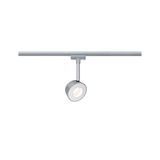 Modern silver aluminum LED spotlight on track system for flexible room lighting solutions