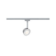 Spot LED moderne en métal argenté sur rail pour un éclairage d'intérieur flexible
