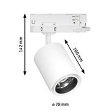 Weißer LED-Strahler aus Metall mit 78 mm Durchmesser und 142 mm Höhe für moderne Innenbeleuchtung