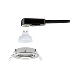 Weißer LED-Einbaustrahler mit GU10 Fassung und schwarzem Anschlusskabel für moderne Beleuchtung