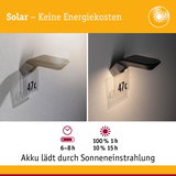 Solarbetriebene Wandlampe in Schwarz mit Hausnummer 47c, Akku lädt durch Sonnenlicht, energiesparend