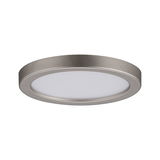 Rond LED-plafondpaneel van geborsteld zilverkleurig aluminium met witte diffuser voor woonruimtes