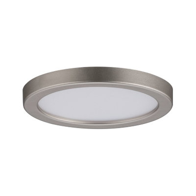 Rundes LED-Deckenpanel aus gebürstetem Aluminium in Silber mit weißem Diffusor für Wohnräume