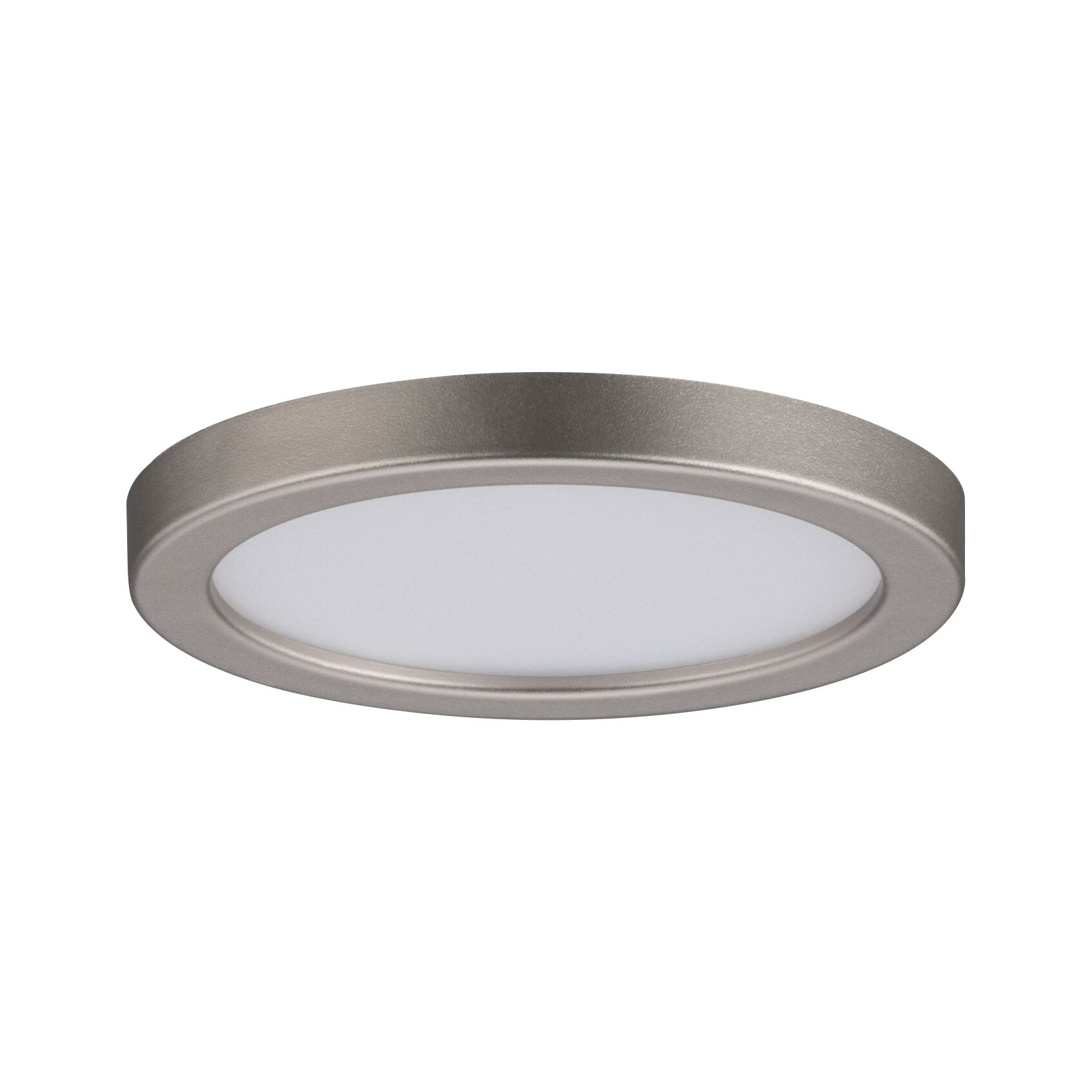 Rond LED-plafondpaneel van geborsteld zilverkleurig aluminium met witte diffuser voor woonruimtes