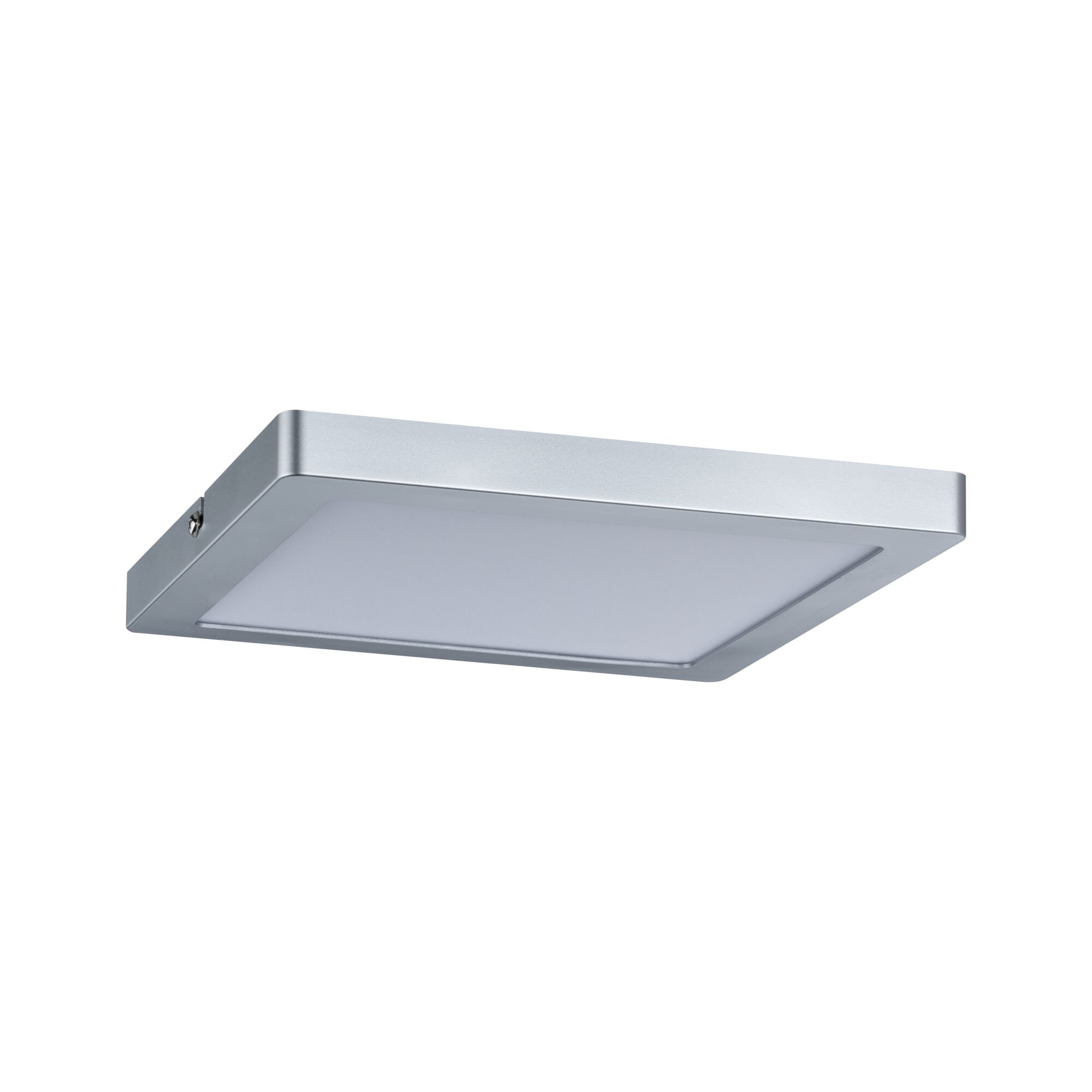 Vierkante LED-plafondlamp van zilverkleurig aluminium met witte diffuser voor moderne verlichting