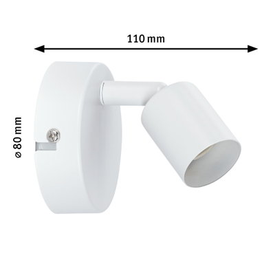 Applique murale LED blanche en métal de 110 mm de long et 80 mm de diamètre pour éclairage ciblé