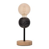 Moderne tafellamp met zwart marmeren lichaam en houten voet, decoratieve LED-lamp