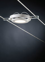 Witte metalen LED-kabelspot met warm wit licht voor moderne verlichtingssystemen