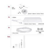Weißer LED-Strahler mit 355° Drehung und 90° Neigung, inklusive Netzteil und 10m Kabel für Beleuchtungssysteme
