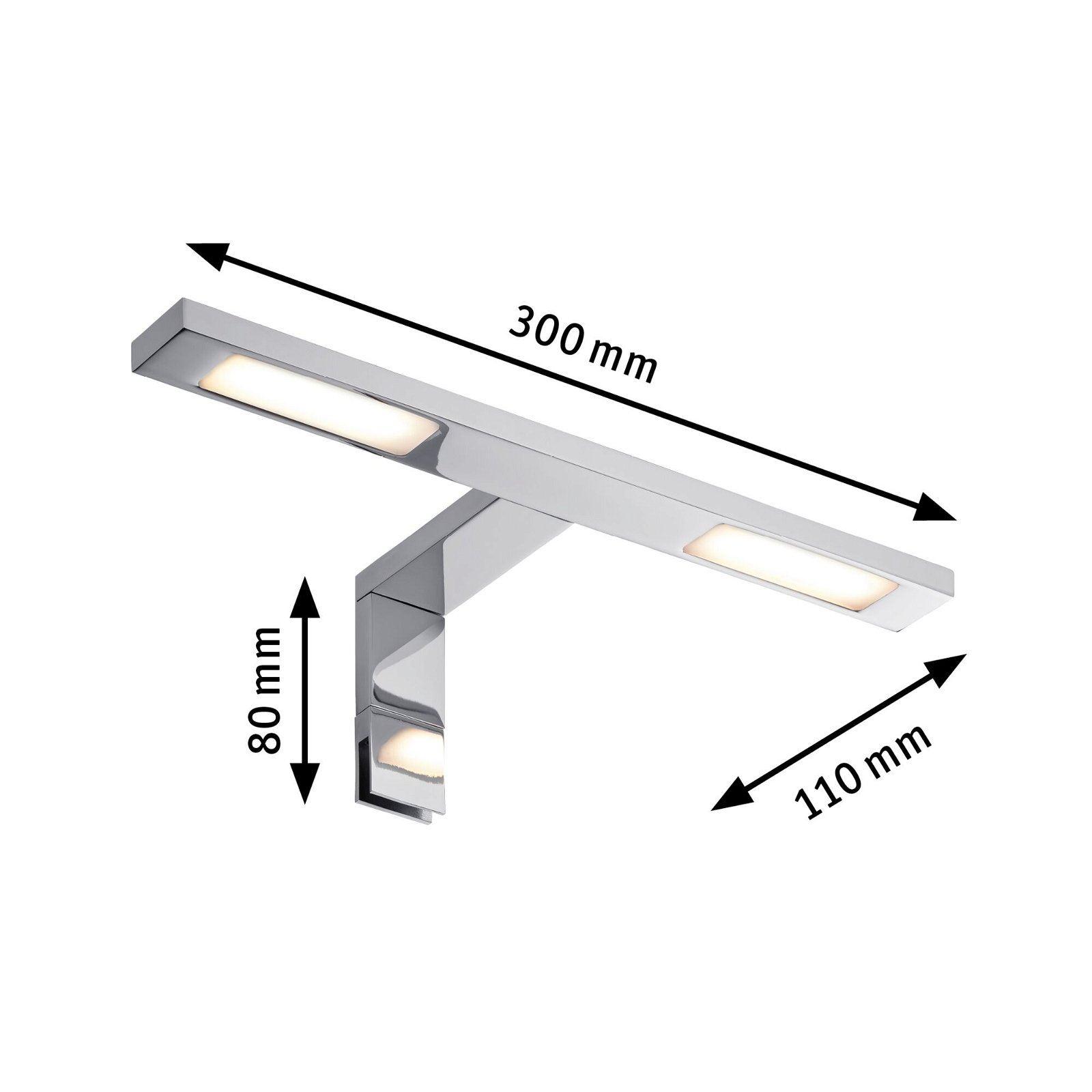 Galeria LED-spiegellamp Hook IP44 2700K 2x280lm 230V 2x3,2W Chroom