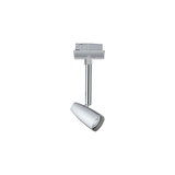 Spot LED moderne en métal argenté pour systèmes sur rail, éclairage économique