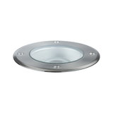 Rundes Einbau-LED-Bodenlicht aus gebürstetem Edelstahl mit Glasabdeckung für Außenbereiche