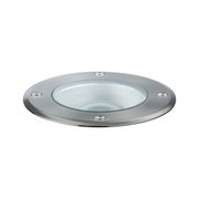 Rundes Einbau-LED-Bodenlicht aus gebürstetem Edelstahl mit Glasabdeckung für Außenbereiche