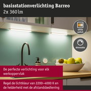 Witte LED onderbouwverlichting Barreo met dimbare lichtkleur en afstandsbediening voor keukenverlichting
