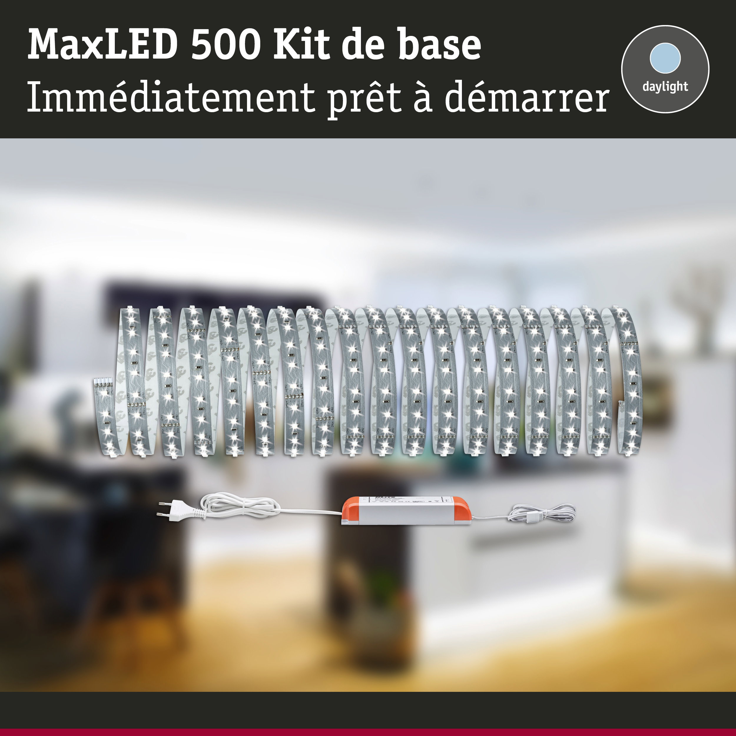 Kit de base MaxLED 500 avec bandes LED blanches flexibles et alimentation prêt à l'emploi
