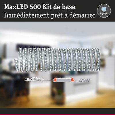 Kit de base MaxLED 500 avec bandes LED blanches flexibles et alimentation prêt à l'emploi