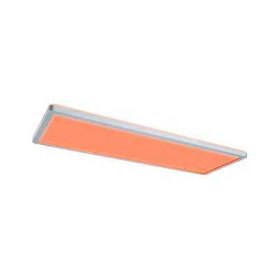 Plafonnier LED plat avec cadre en aluminium argenté et lumière blanc chaud pour intérieurs modernes