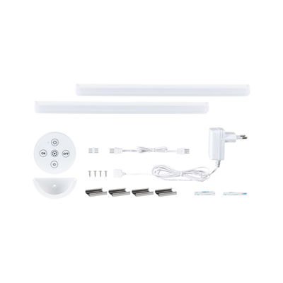 LED-Unterbauleuchten-Set in Weiß mit Fernbedienung und Montagematerial für flexible Lichtsteuerung